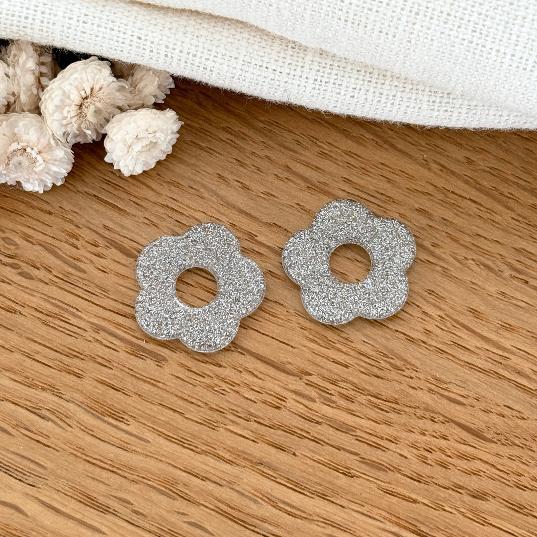 Créoles "Poppy" argent acier