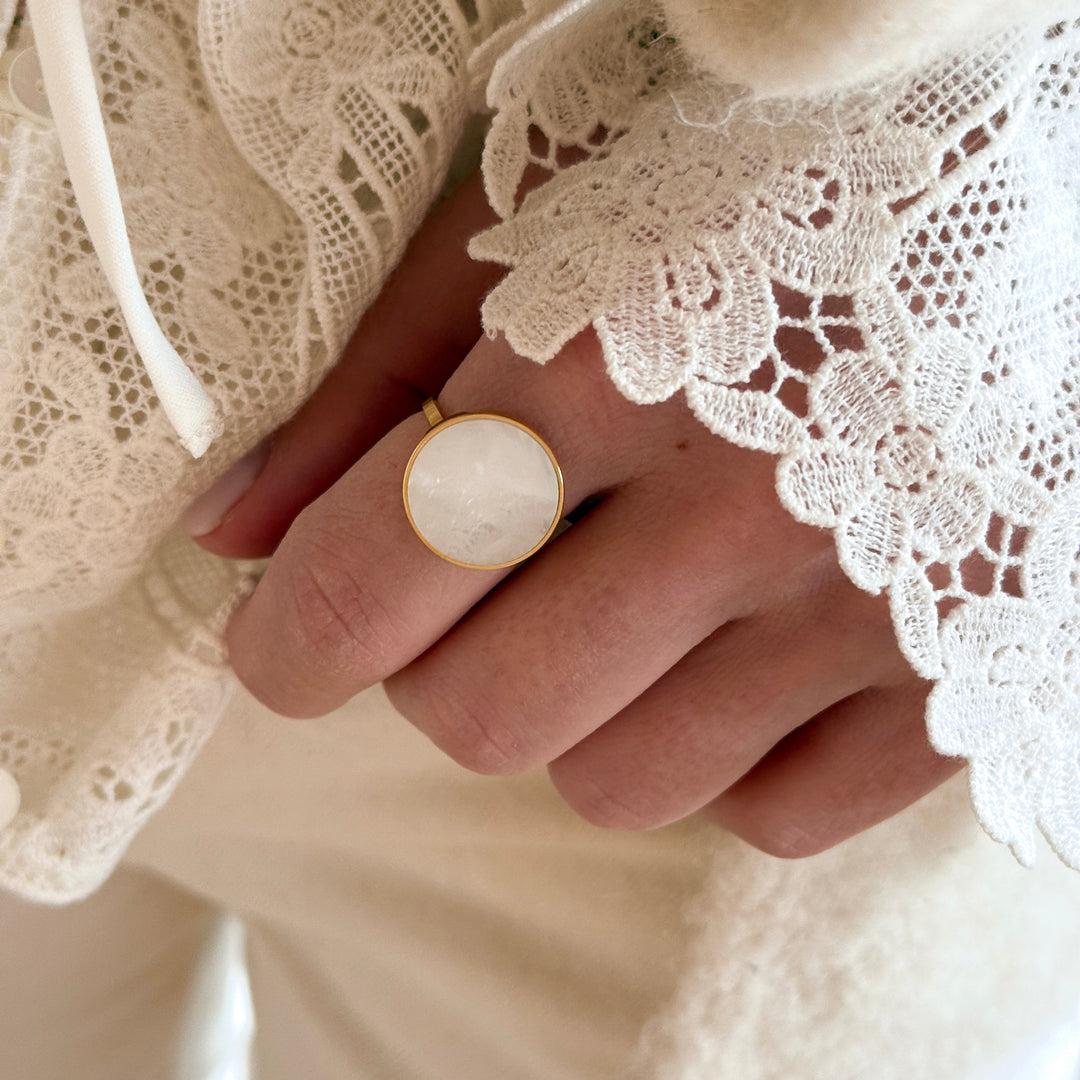 Bague "Ophéa" Nacre acier