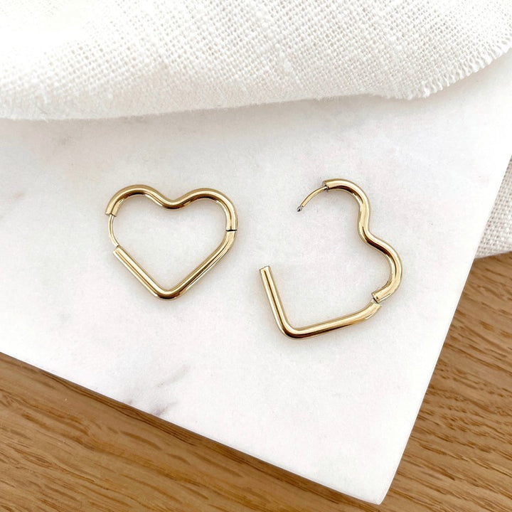 Heart" steel hoop earrings