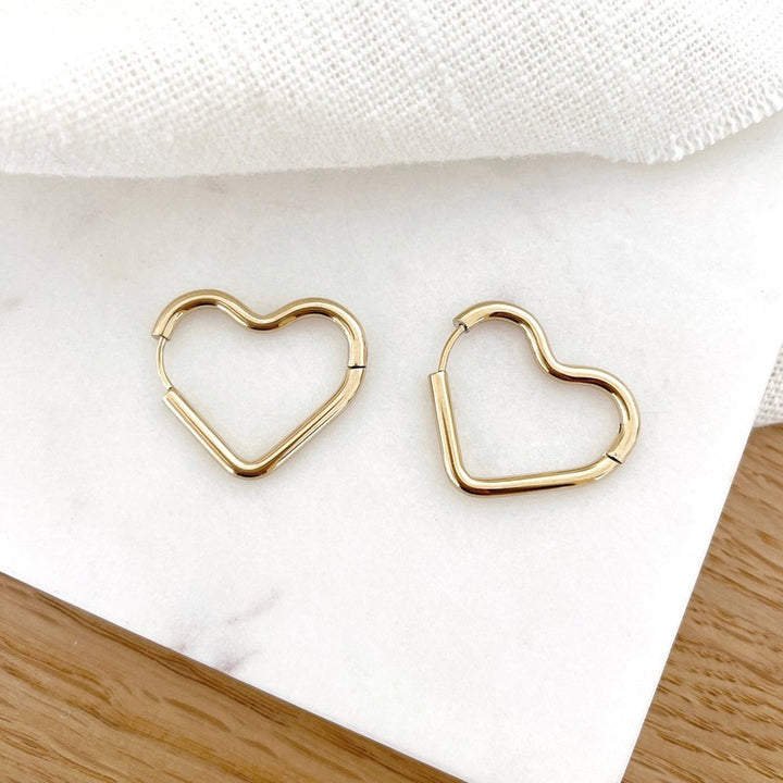 Heart" steel hoop earrings