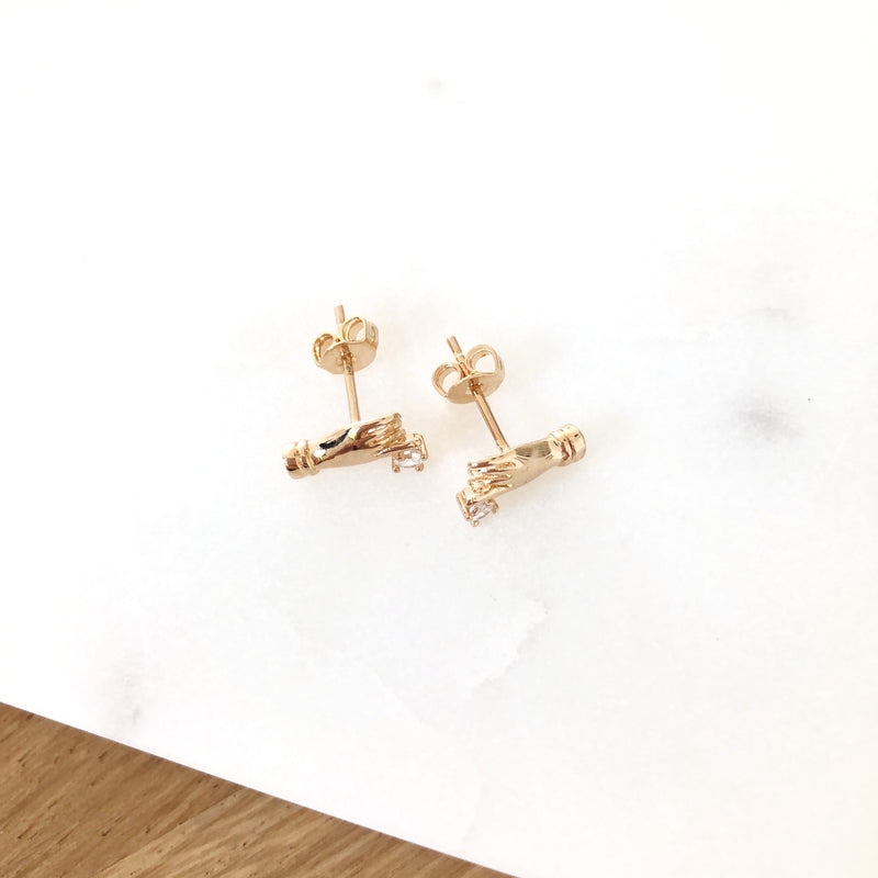 Handmade earrings with gold-plated zirconia