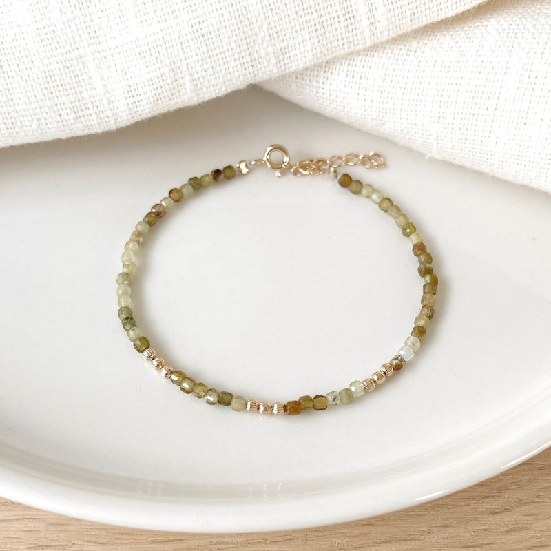Bracelet "Hamin" green garnet gold plated-Bracelets-instants-pleasures-Instants Plaisirs | Jewelry