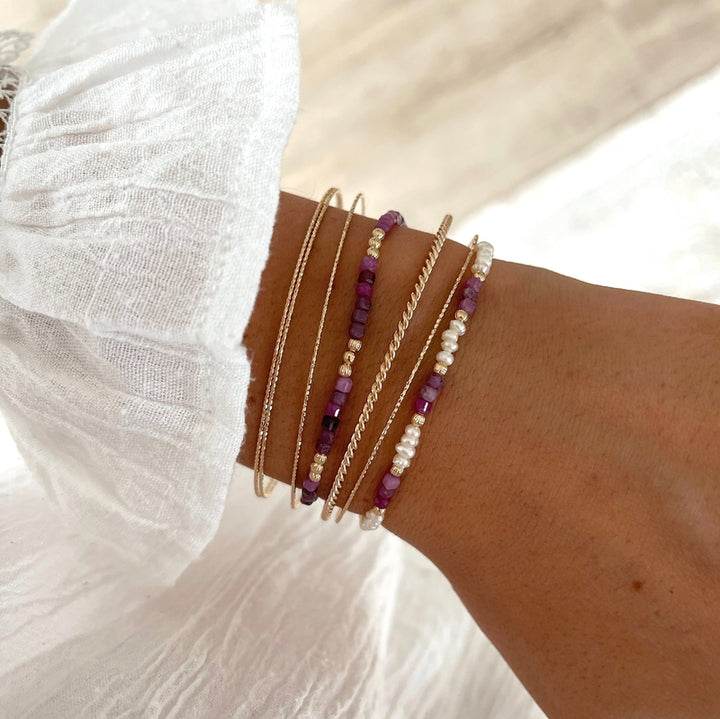 Bracelet "Hamin" ruby gold-plated-Bracelets-instants-pleasures-Instants Plaisirs | Jewelry