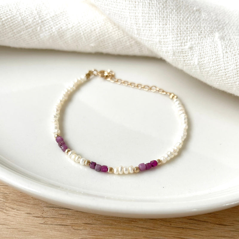Rosalba" gold-plated ruby bracelet-Bracelets-instants-pleasures-Instants Plaisirs | Jewelry