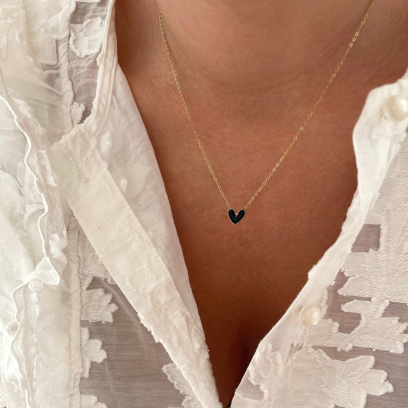 Louka" black steel necklace-Colliers-Instants Plaisirs - Jewelry-Instants Plaisirs | Jewelry