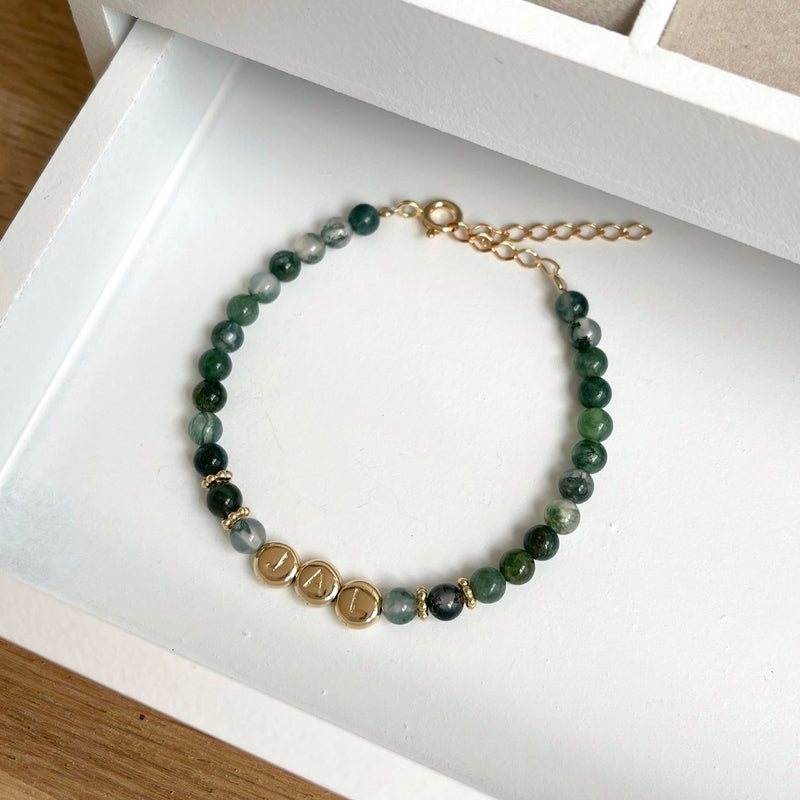 Bracelet "Galia" Gold-plated moss agate-Bracelets-instants-pleasures-Instants Plaisirs | Jewelry