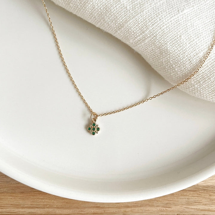 Gold-plated green "Etincelle" necklace—Necklaces—Instants Plaisirs—Classic chain,Instants Plaisirs Jewelry