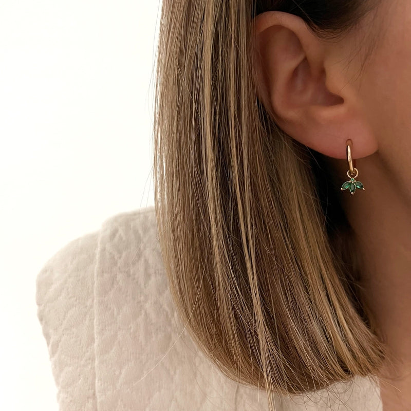 Maelee" green gold-plated hoop earrings-instants-pleasures-Instants Plaisirs - Jewelry