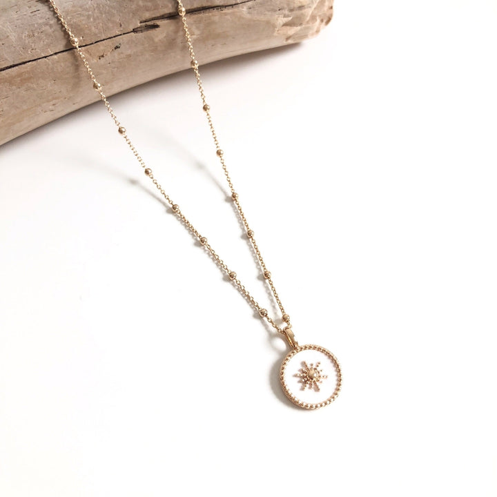 Gold-plated white "Sun" necklace instants-plaisirs 