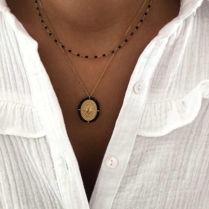 "Galy" black steel necklace, moments of pleasure 