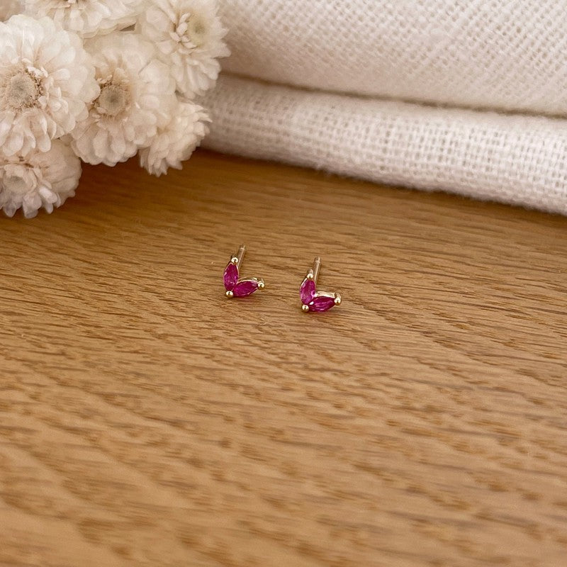 Pendientes «Lula» rosa chapados en oro-PendientesInstants Plaisirs  Joyas