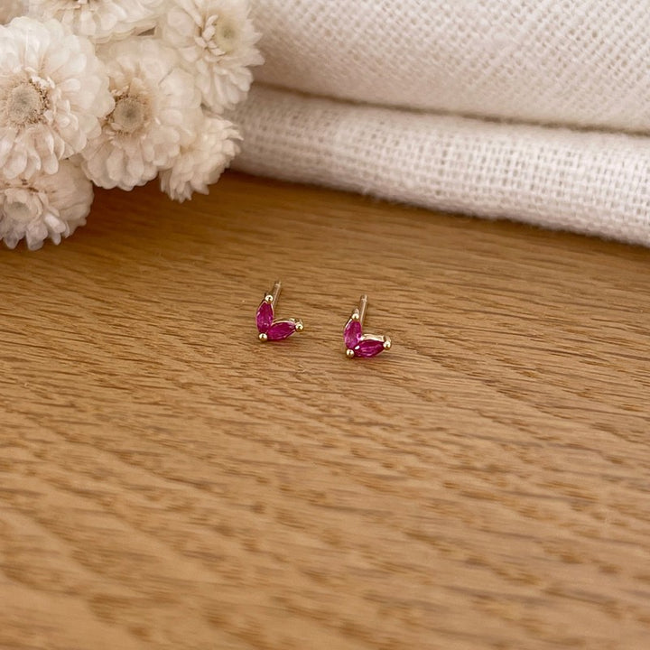 Pendientes «Lula» rosa chapados en oro-PendientesInstants Plaisirs  Joyas