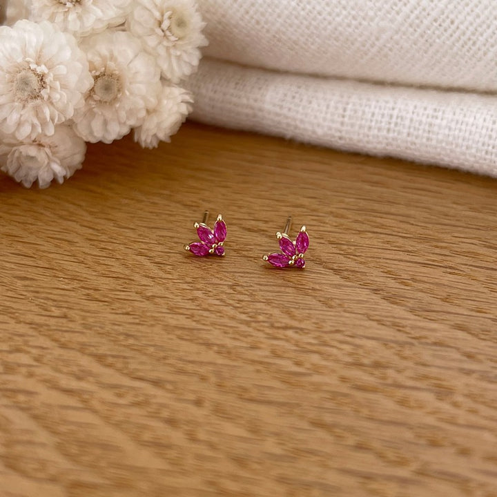 Pendientes «Maelee» rosa chapados en oro-PendientesInstants Plaisirs  Joyas
