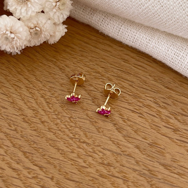 Pendientes «Maelee» rosa chapados en oro-PendientesInstants Plaisirs  Joyas