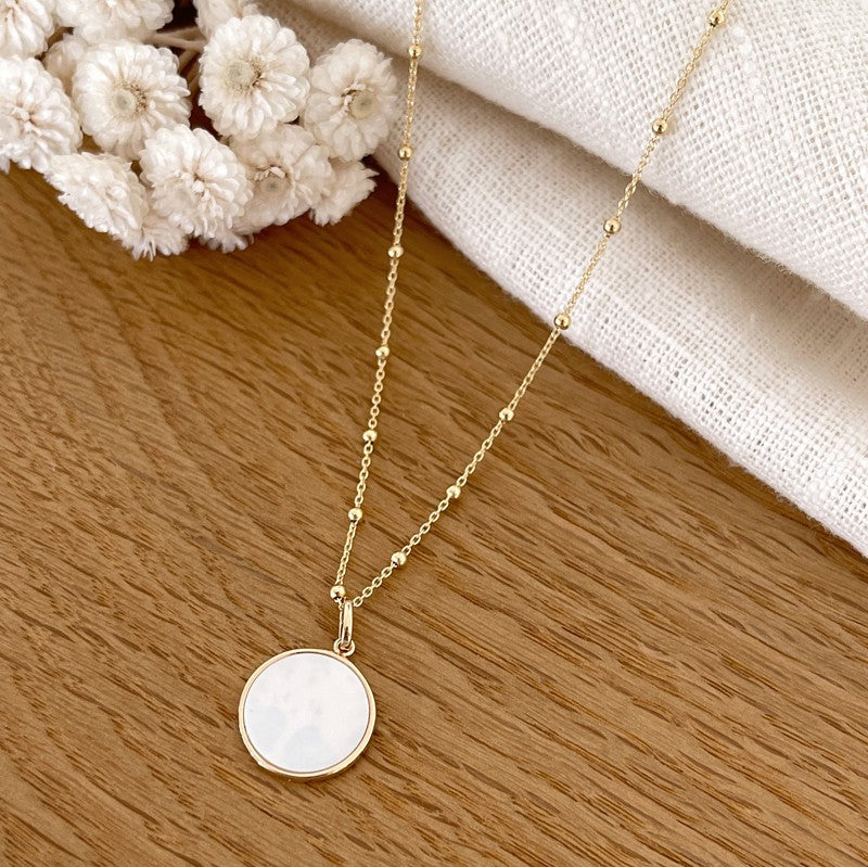 Collier "Vitali" plaqué or-Colliers-instants-plaisirs-Avec Gravure verso-Chaîne boules 40cm-Instants Plaisirs | Bijoux