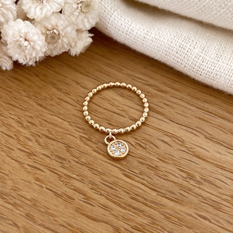 Anillo «Gloria» con medalla con piedras y baño deInstants Plaisirs  Joyas