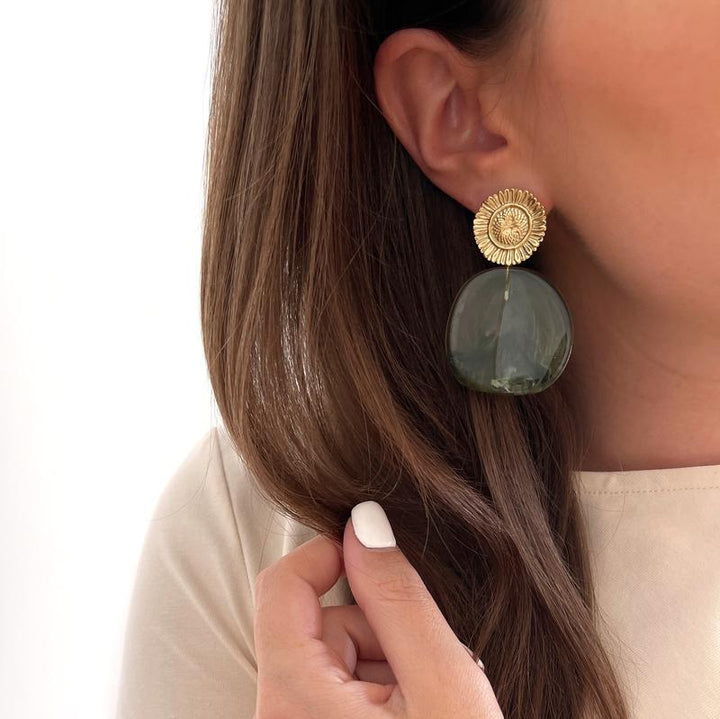 Pendientes «Parvine» caqui acero-PendientesInstants Plaisirs  Joyas