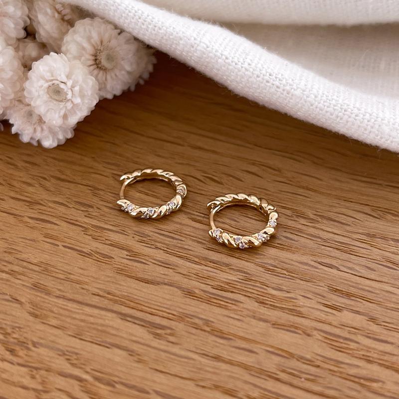 Pendientes de aro «Fiorella» chapados en oro-PendientesInstants Plaisirs  Joyería