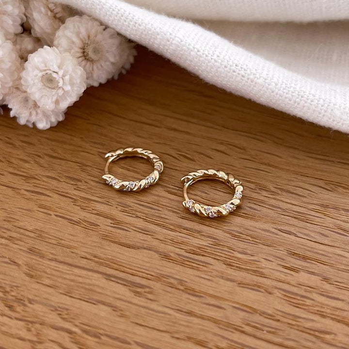 Pendientes de aro «Fiorella» chapados en oro-PendientesInstants Plaisirs  Joyería