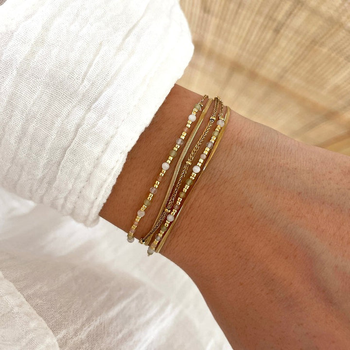 Pulsera «Milo» con peridoto y acero - Pulseras -Instants Plaisirs Instants Plaisirs  Joyas