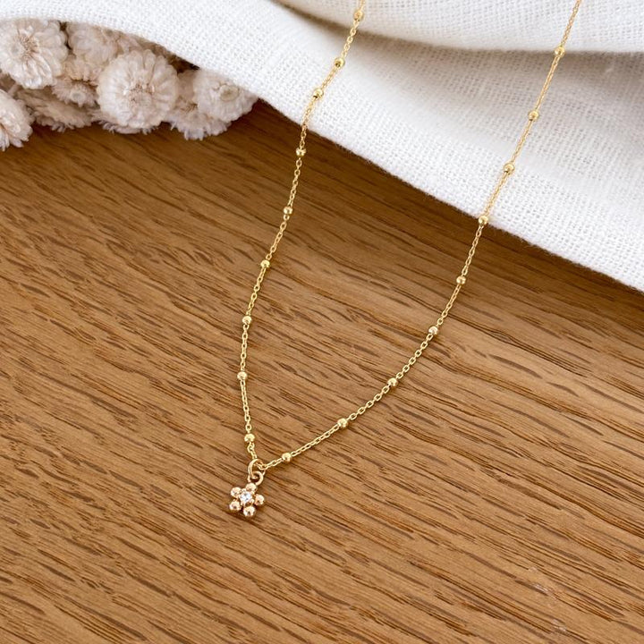 Collar «Eva» chapado en oro - Collares - Instants Plaisirs - Cadena de bolas de 38 cm -Instants Plaisirs  Joyas