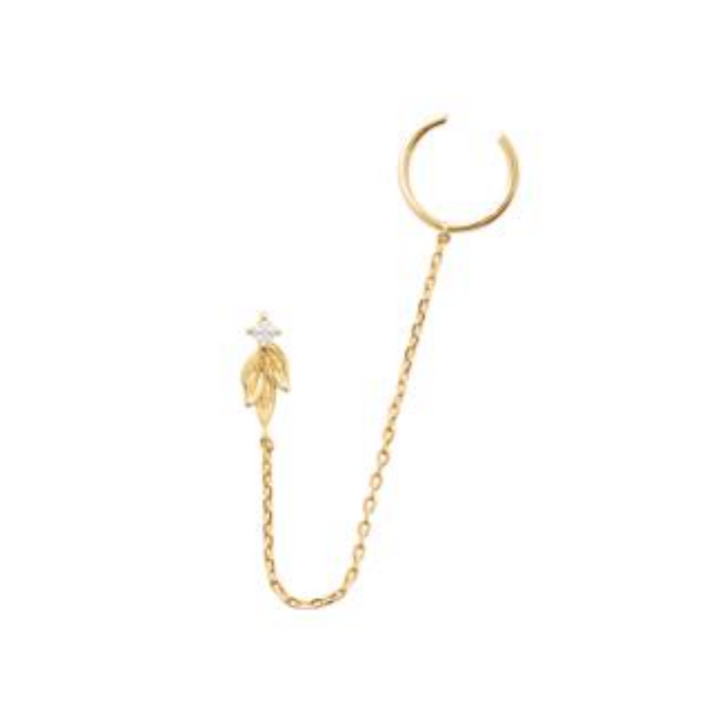 Pendiente mono «Palma» chapado en oro-PendientesInstants Plaisirs  Joyas