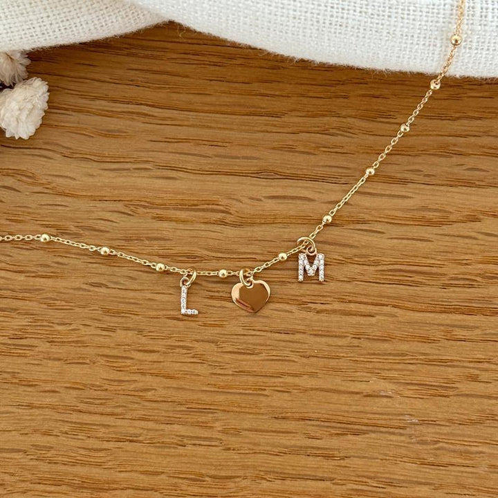 Collar «Luce» con corazón chapado en oro
