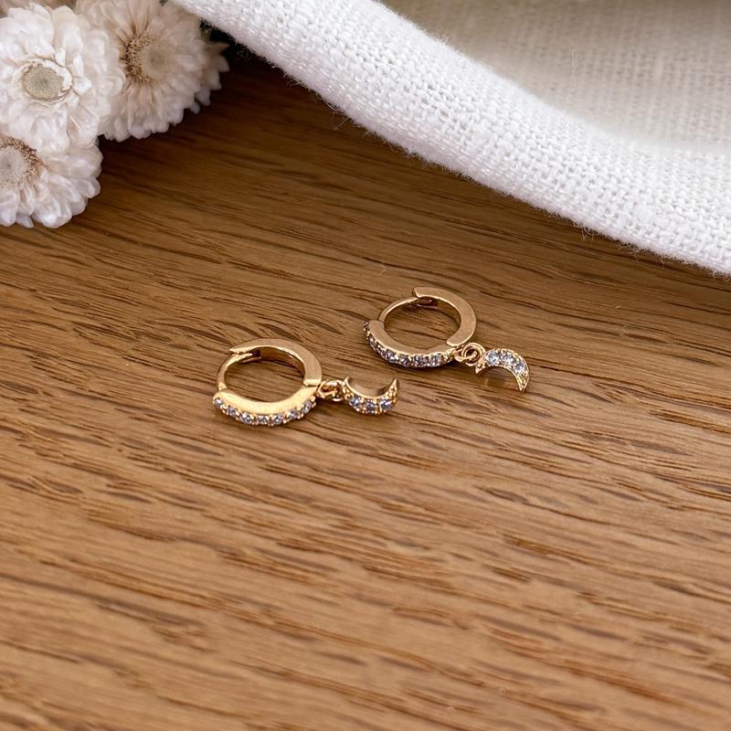 Mini aros «Moony» chapados en oro - Pendientes - Instants Plaisirs -Instants Plaisirs  Joyería