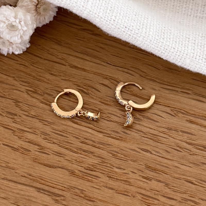 Mini aros «Moony» chapados en oro - Pendientes - Instants Plaisirs -Instants Plaisirs  Joyería