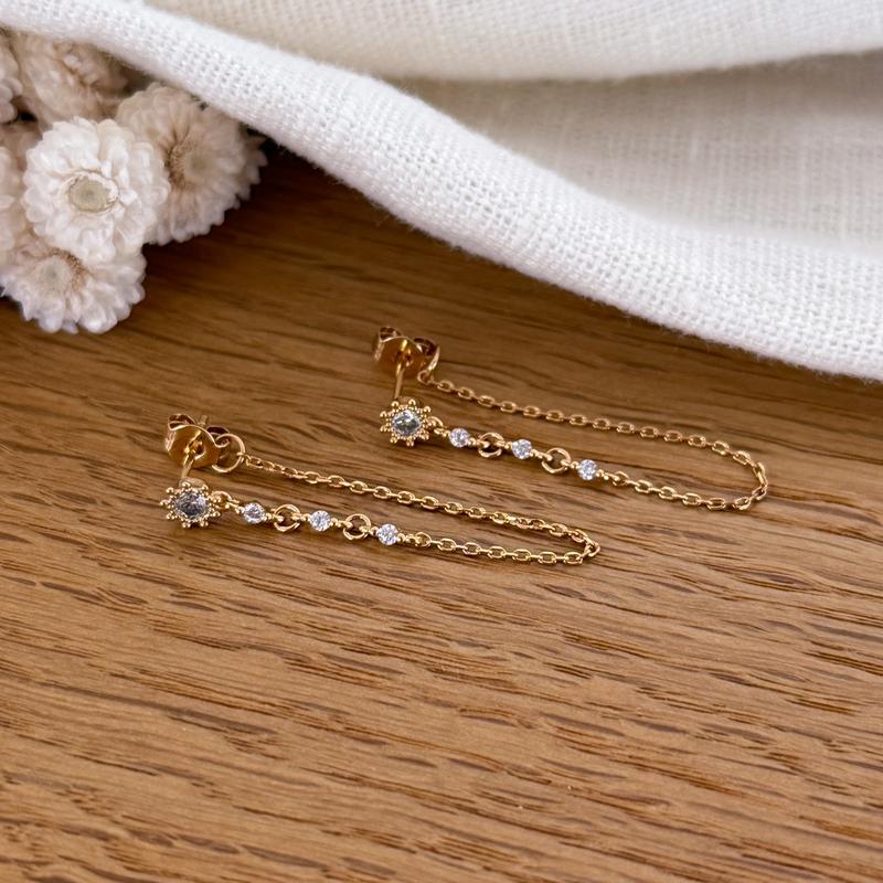 Pendientes «Chainy» chapados en oro-PendientesInstants Plaisirs  Joyería