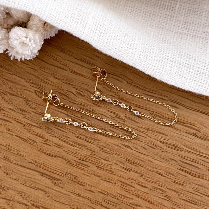 Pendientes «Chainy» chapados en oro-PendientesInstants Plaisirs  Joyería