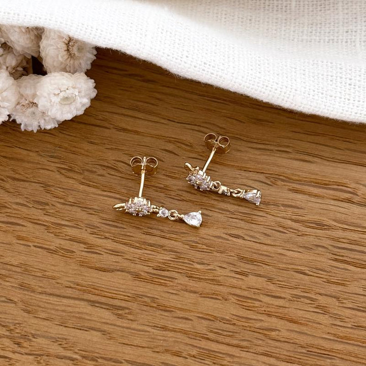 Pendientes «Florette» chapados en oro-PendientesInstants Plaisirs  Joyas