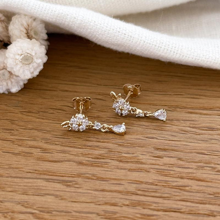 Pendientes «Florette» chapados en oro-PendientesInstants Plaisirs  Joyas