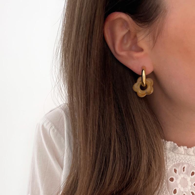 Aros «Flora» caramelo acero-PendientesInstants Plaisirs  Joyas