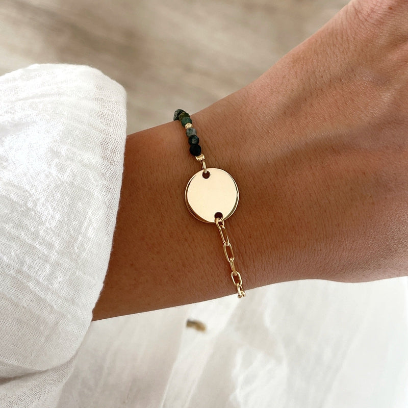 Pulsera «Talia» Ágata musgosa chapada en oro-Pulsera-instantes-placeres-SinInstants Plaisirs  Joyería