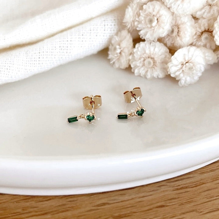 Pendientes «Penny» verdes chapados en oro-PendientesInstants Plaisirs  Joyas
