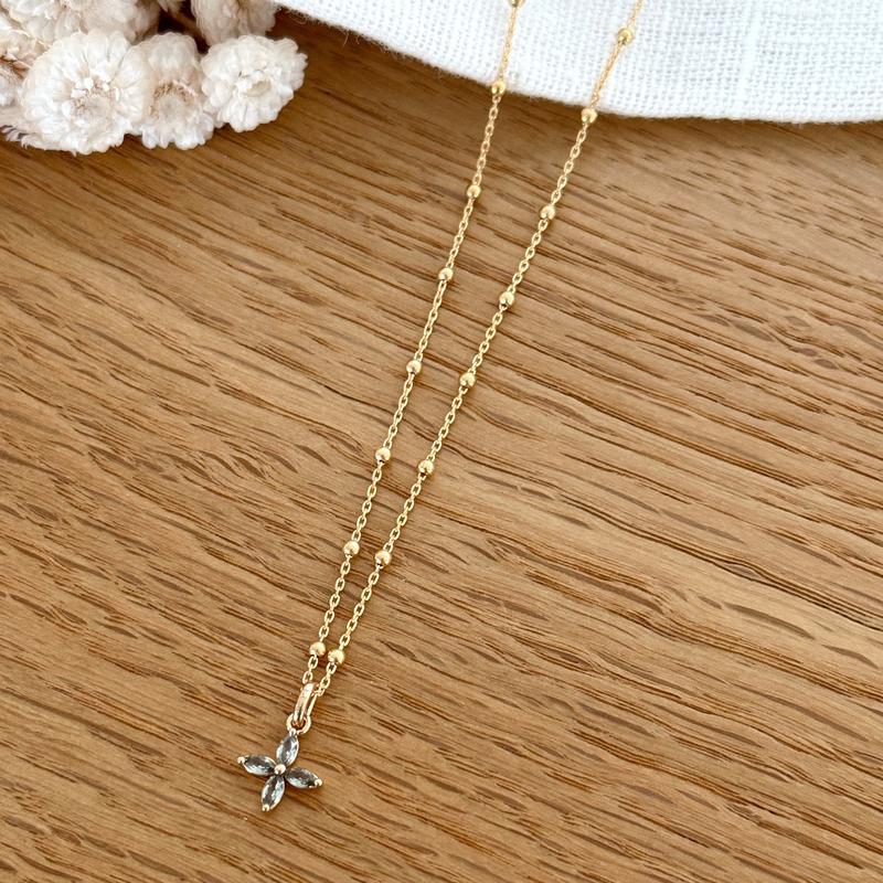 Collier "Izia" plaqué or-Colliers-instants-plaisirs-Chaîne boules 38cm-Instants Plaisirs | Bijoux