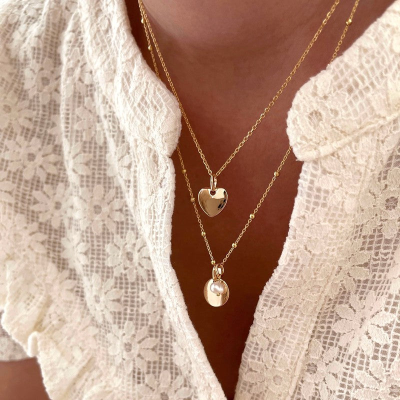 Colgante «Mini corazón abombado» chapado en oro - Dije y colgantes - Instantes de placer - Sin grabado -Instants Plaisirs  Joyería