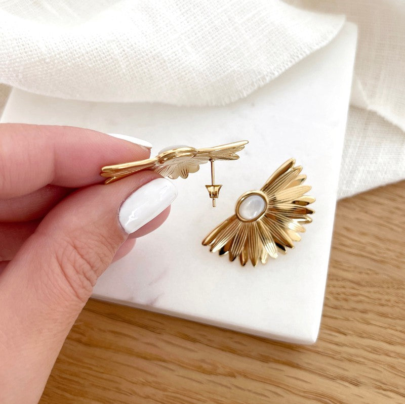 Pendientes «Tarrin» Nácar blanco acero-PendientesInstants Plaisirs  Joyas