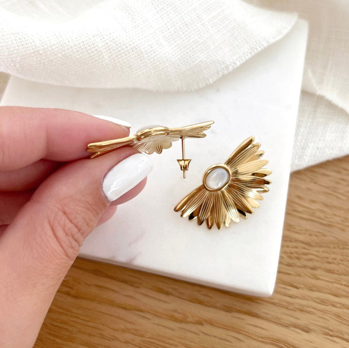 Pendientes «Tarrin» Nácar blanco acero-PendientesInstants Plaisirs  Joyas