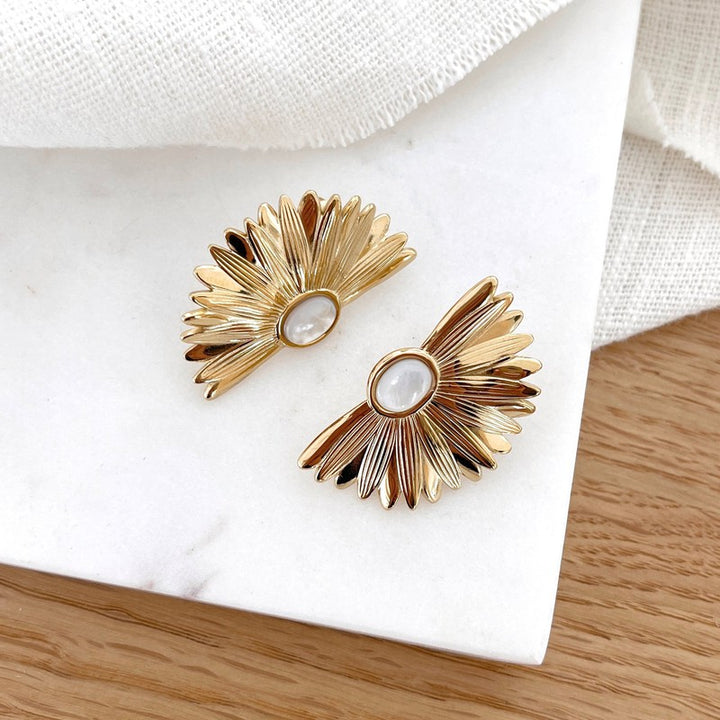 Pendientes «Tarrin» Nácar blanco acero-PendientesInstants Plaisirs  Joyas