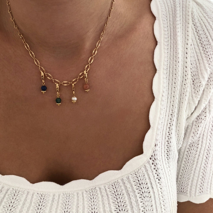 Charm «Lili» Ágata musgosa chapada en oro -Instants Plaisirs Joyas -Instants Plaisirs Joyas