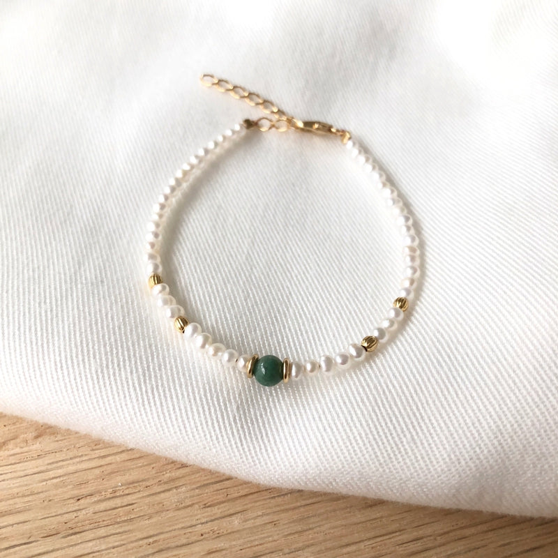 Pulsera «Yuna» Ágata musgosa chapada enInstants Plaisirs Joyas