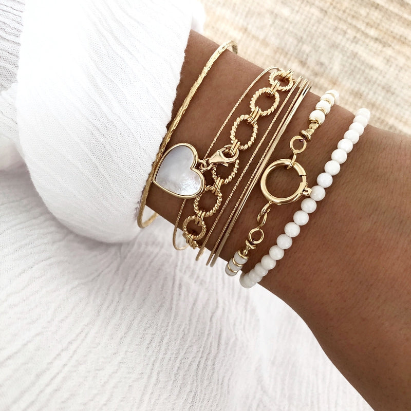 Charm «Ava» Nácar chapado en oro -Instants Plaisirs Joyas - Sin grabado -Instants Plaisirs Joyas