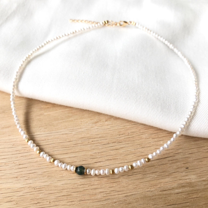 Collar «Yuna» Ágata musgosa chapada enInstants Plaisirs Joyería