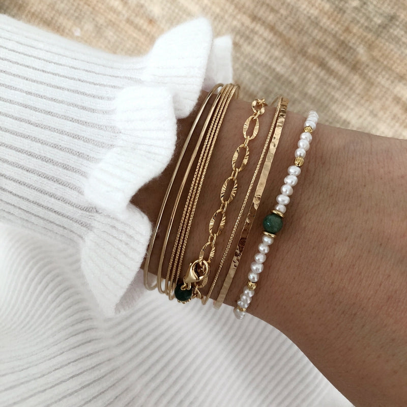 Pulsera «Yuna» Ágata musgosa chapada enInstants Plaisirs Joyas