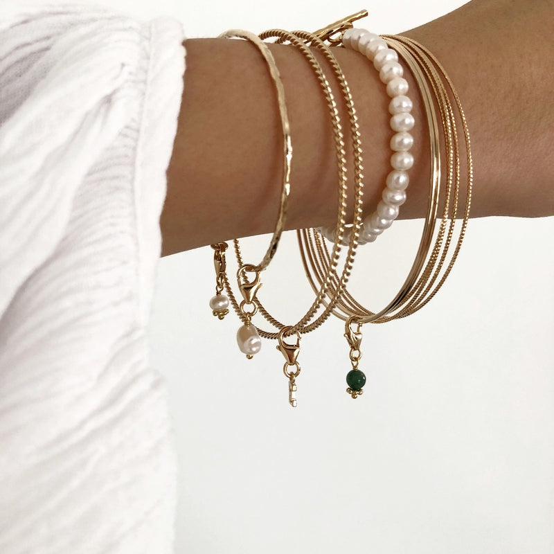 Charm «Lili» Ágata musgosa chapada en oro -Instants Plaisirs Joyas -Instants Plaisirs Joyas