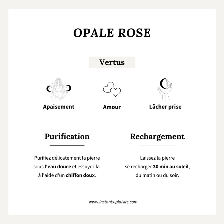 Bracelet "Hamin" opale rose plaqué or-Bracelets-instants-plaisirs-Instants Plaisirs | Bijoux