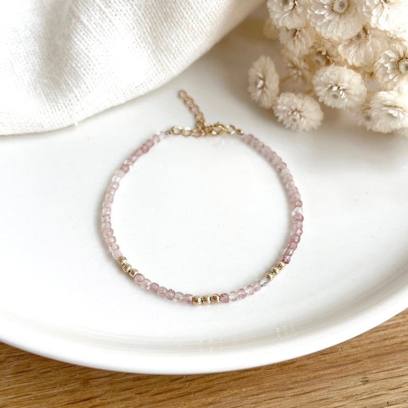 Bracelet "Hamin" quartz rose plaqué or-Bracelets-instants-plaisirs-Instants Plaisirs | Bijoux