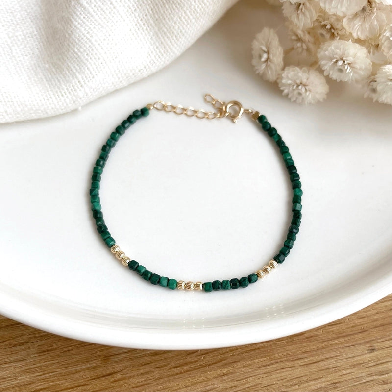 Pulsera «Hamin» de malaquita chapada enInstants Plaisirs  Joyas